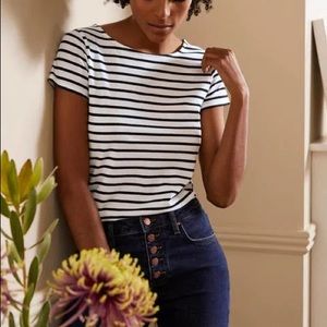 Boden Black & White Breton Striped Short Sleeve T-Shirt Tee XS